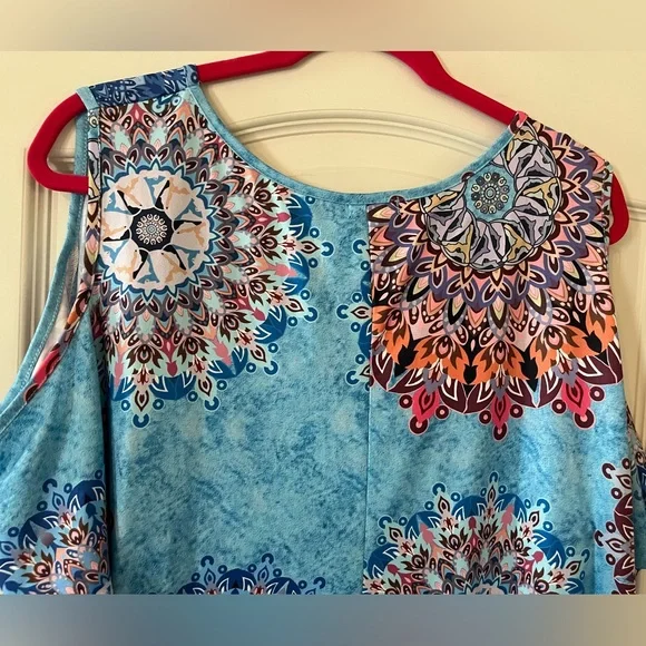 New! Blue Time Brand Summer Cold Shoulder Short Sleeve Dress Sz 3X - Picture 4 of 16
